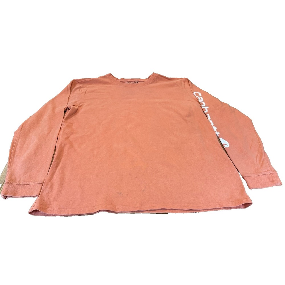 Carhartt Loose Fit Long Sleeve Logo Shirt 100% Cotton Womens Orange Size M